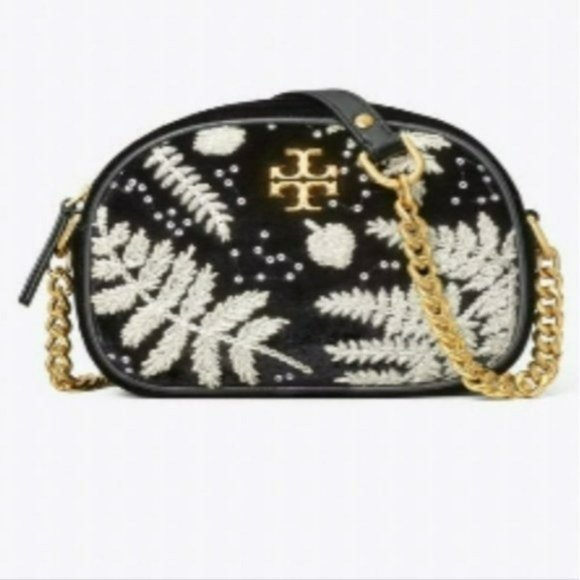 Tory Burch Kira Velvet Embroidered Crossbody Handbag - Picture 2 of 8
